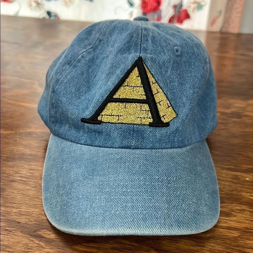 Blue Denim Cap with Gold Pyramid Logo